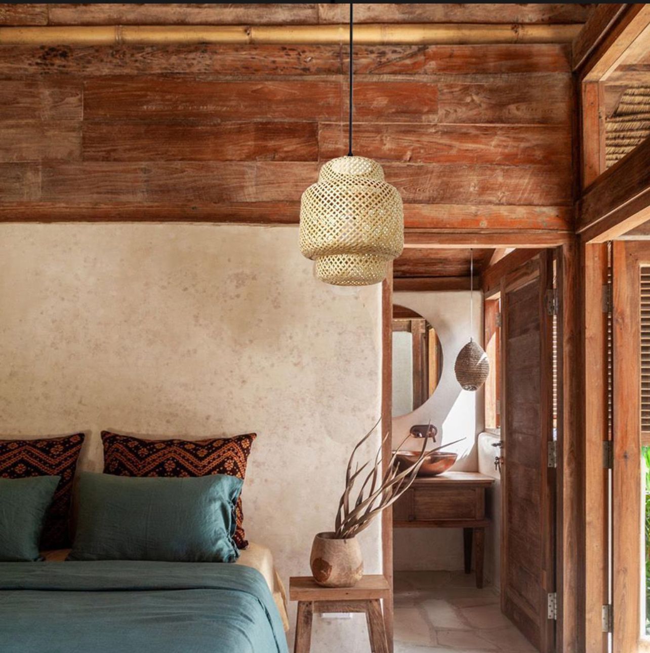 LAMPARA COLGANTE FIBRAS NATURALES BAMBU