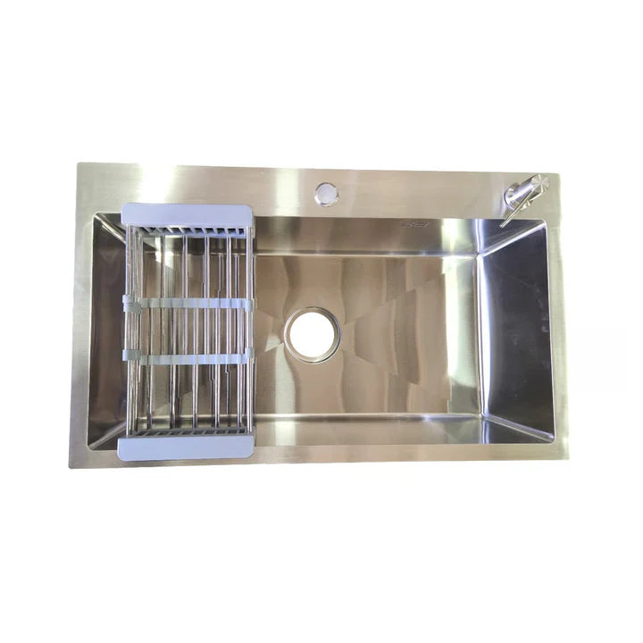 LAVAPLATOS PARA EMBUTIR 75X45 PLATEADO UNA TINA +ACCESORIOS