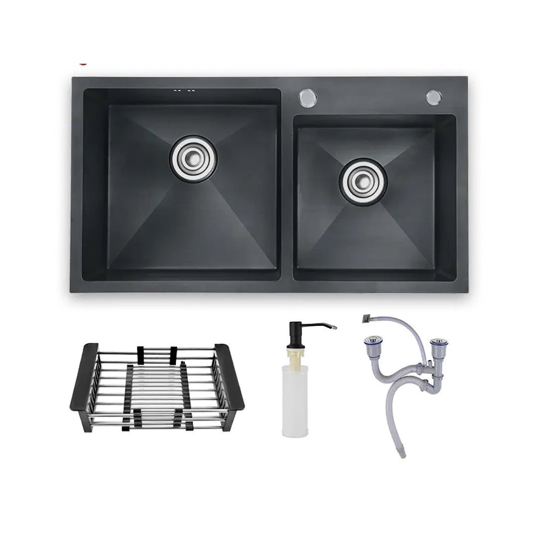 LAVAPLATOS 80X45 NEGRO + ACCESORIOS