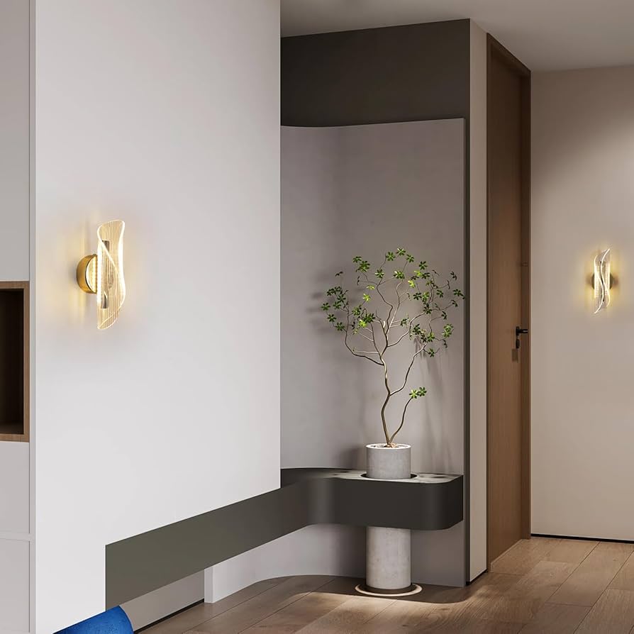 APLIQUE DE MURO INTERIOR LED DORADO TRES TONOS DE LUZ LUCIANO
