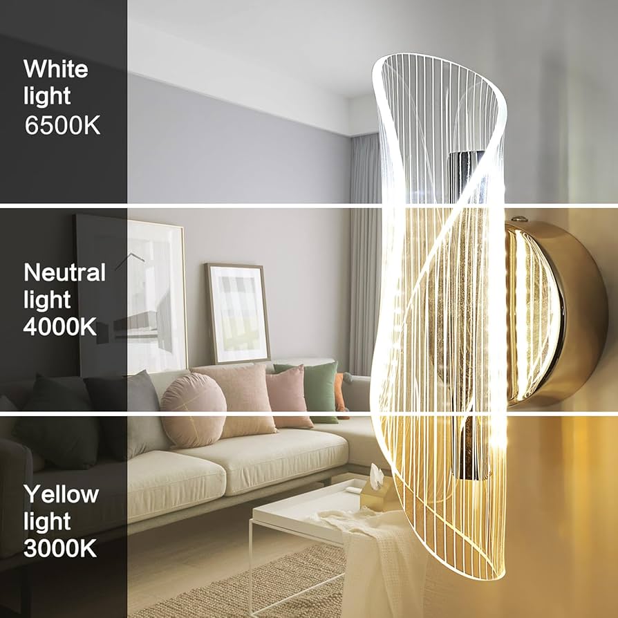 APLIQUE DE MURO INTERIOR LED DORADO TRES TONOS DE LUZ LUCIANO