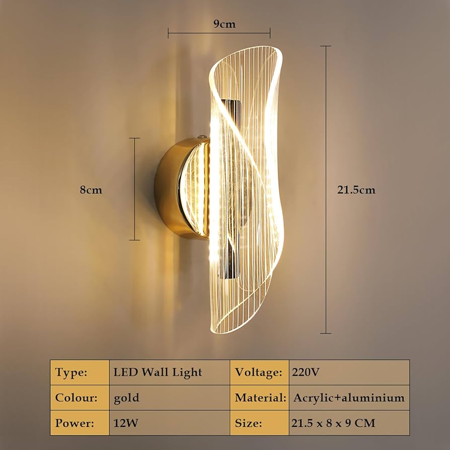 APLIQUE DE MURO INTERIOR LED DORADO TRES TONOS DE LUZ LUCIANO
