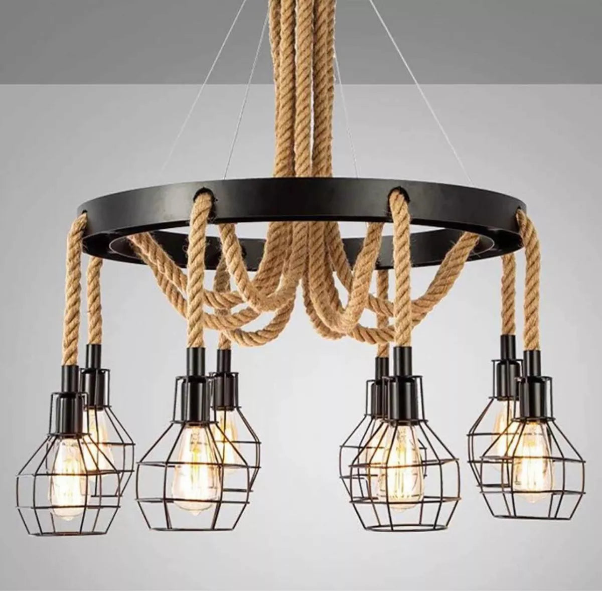 LAMPARA COLGANTE CANDELABRO RUSTICA 8 LUCES