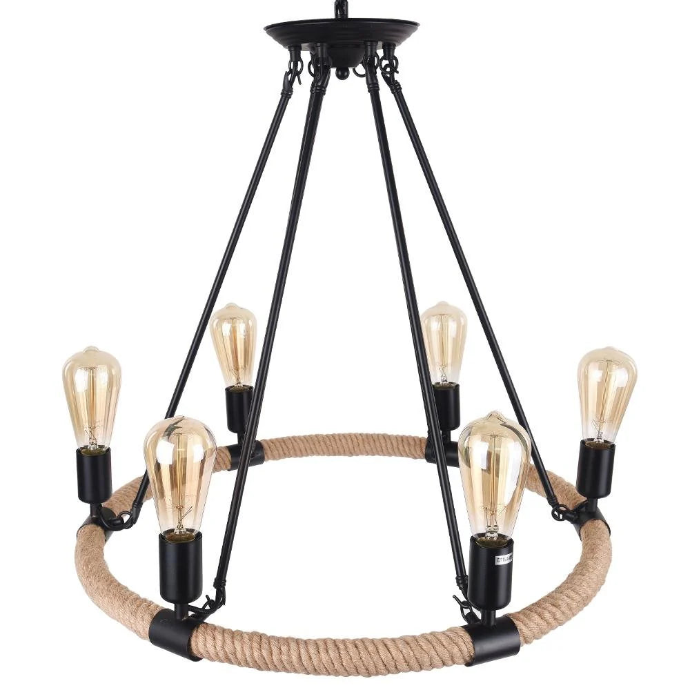 LAMPARA COLGANTE RUSTICO DISEÑO CANDELABRO 6 LUCES RUSSI