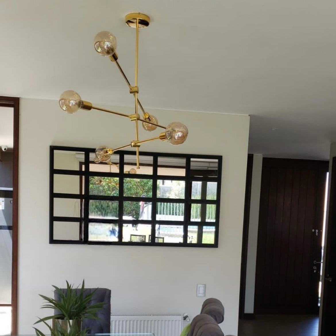 LAMPARA COLGANTE DORADA 6 LUCES BALANCIN