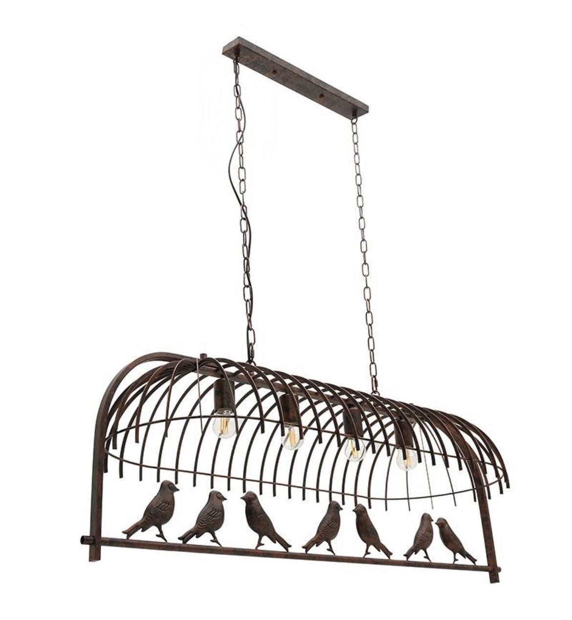 LAMPARA COLGANTE JAULA DE PAJARO 4 LUCES PAJARAL 105 CM