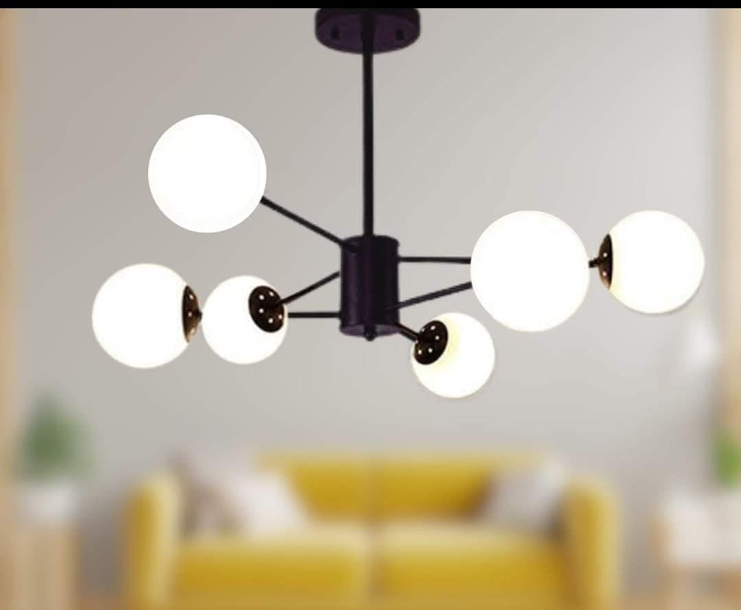LAMPARA COLGANTE NORDICA NEGRA 6 LUCES LOREN