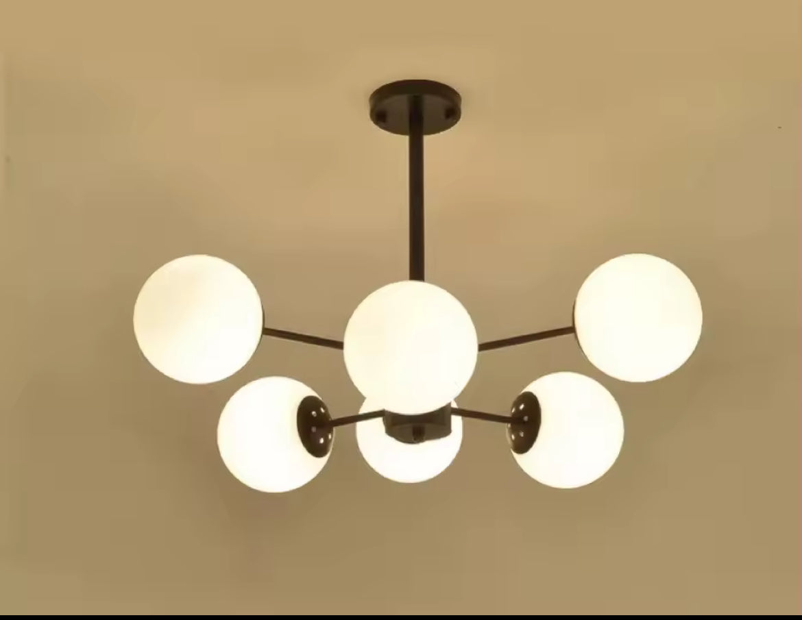 LAMPARA COLGANTE NORDICA NEGRA 6 LUCES LOREN