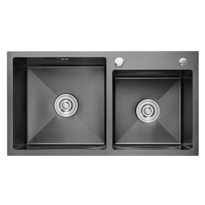 LAVAPLATOS DOBLE 68x38 CON ORIFICIO PARA LLAVE NEGRO