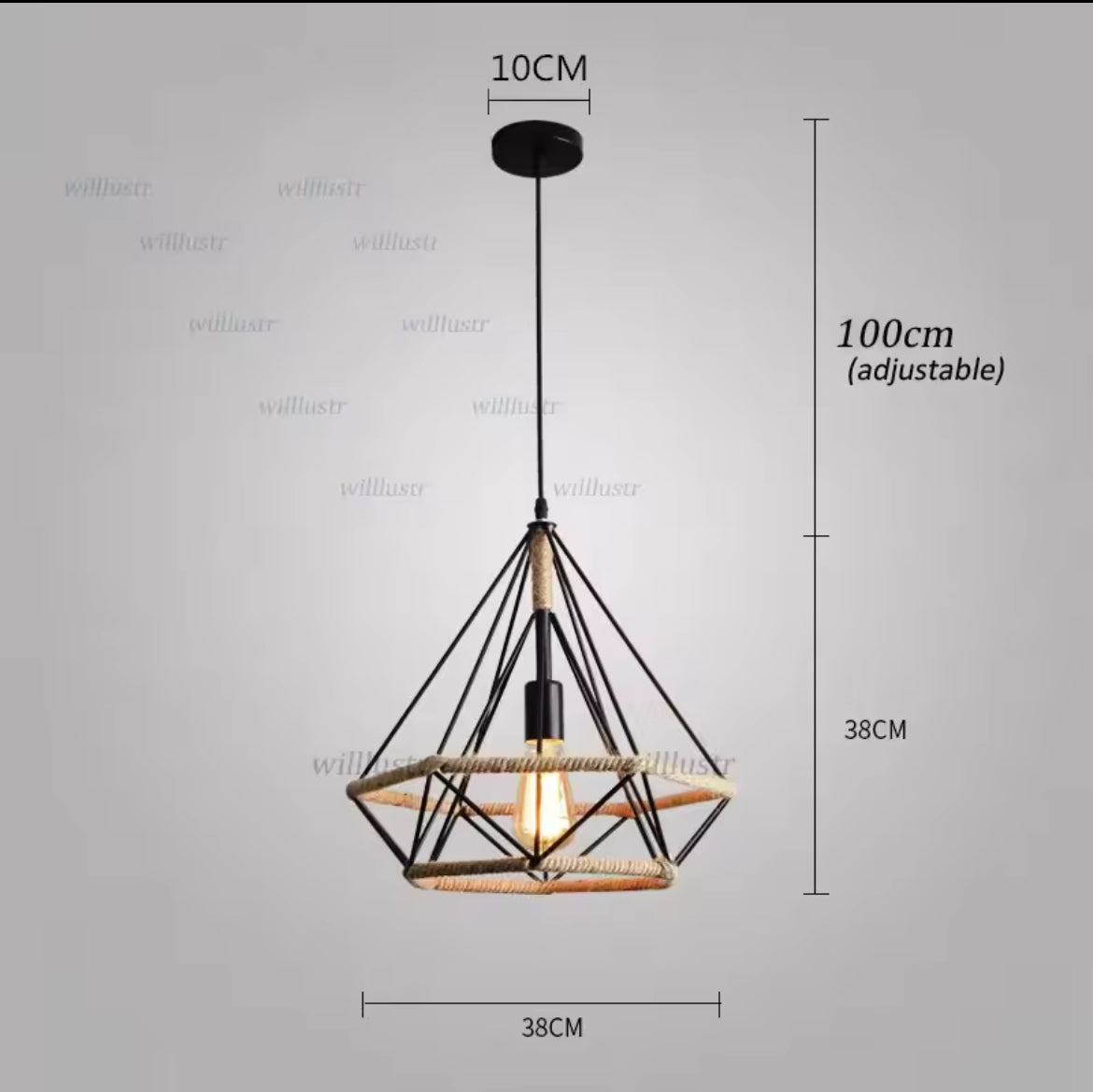 LAMPARA COLGANTE DIAMANTE RUSTICO 38 CM