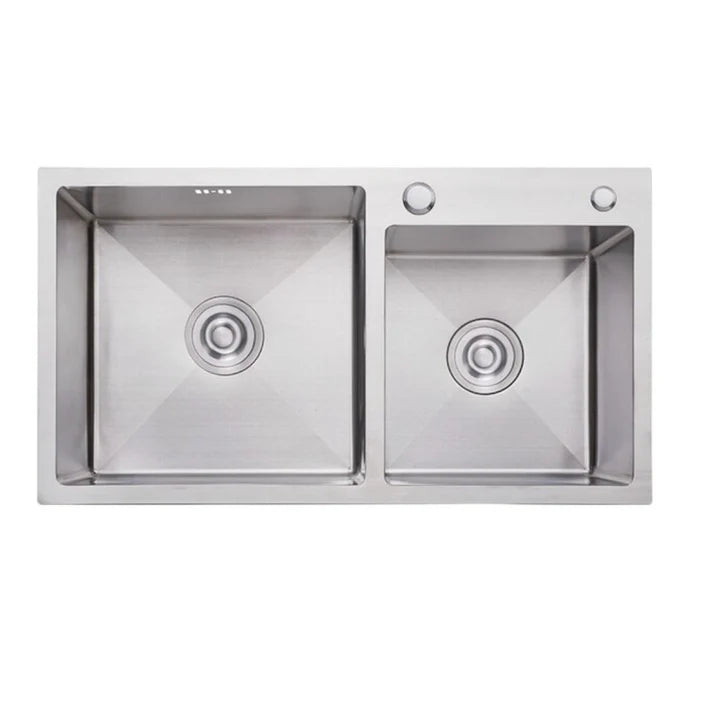 LAVAPLATOS DOBLE 68X38 CON ORIFICIO PARA LLAVE PLATEADO