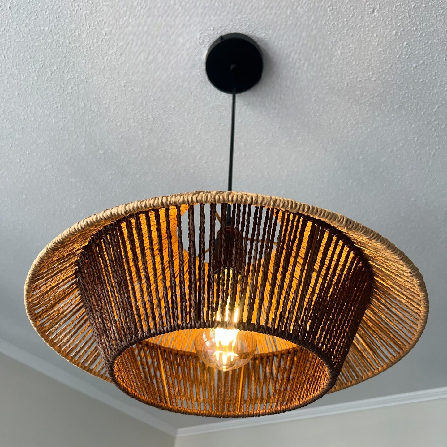 LAMPARA COLGANTE MIMBRE BICOLOR NATEA 60 CM