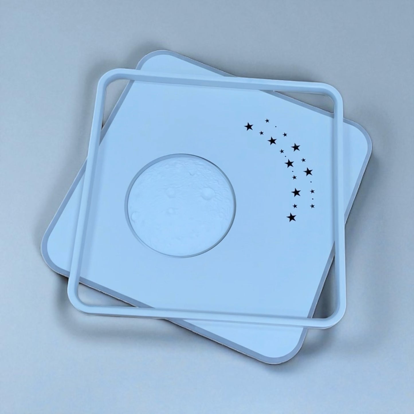 LAMPARA APLIQUE DE TECHO TRES TONOS DE LUZ CUADRADA DISEÑO LUNA