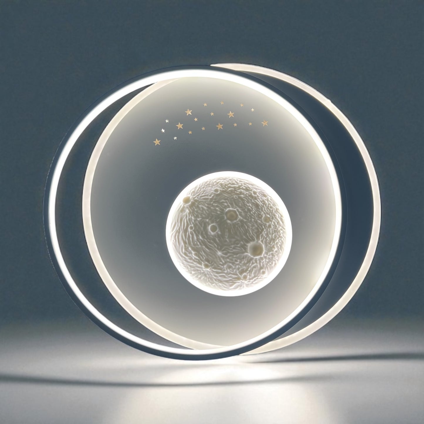 LAMPARA APLIQUE DE TECHO REDONDA TRES TONOS DE LUZ LUNA