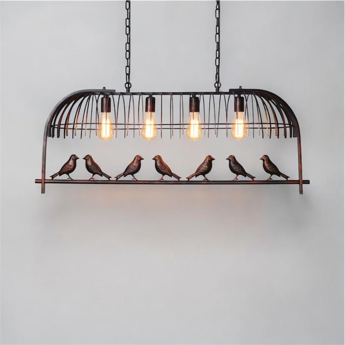 LAMPARA COLGANTE JAULA DE PAJARO 4 LUCES PAJARAL 105 CM