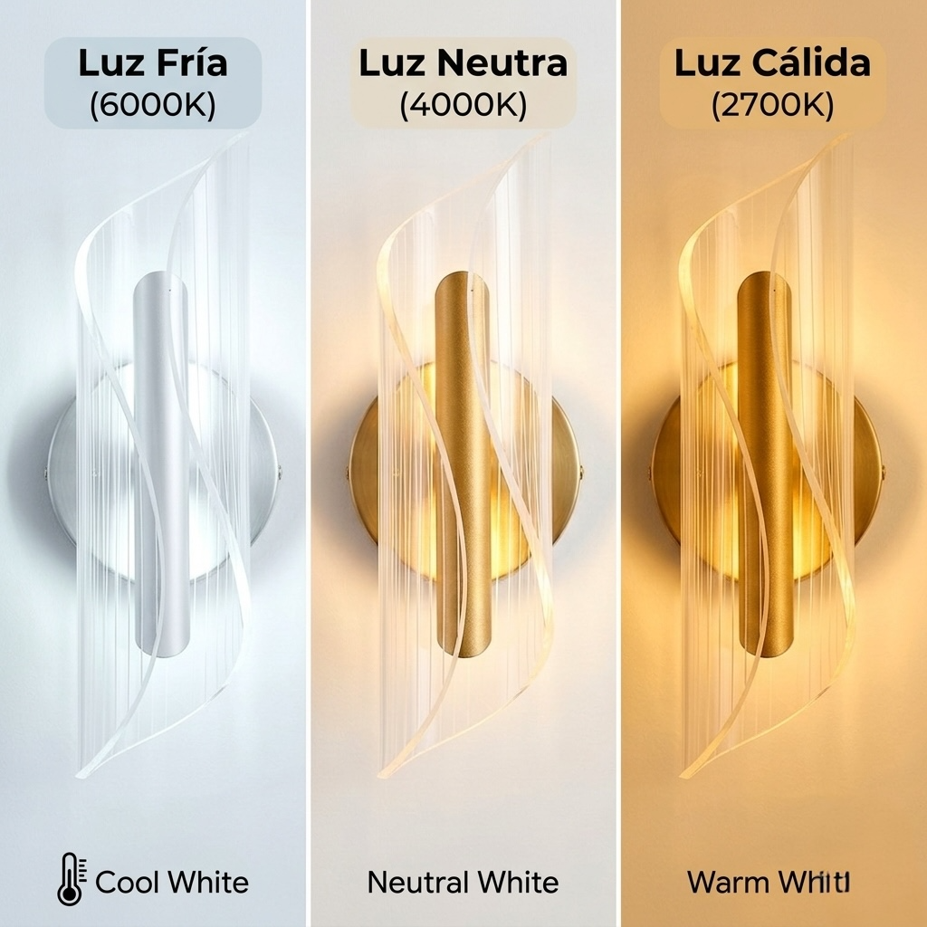 APLIQUE DE MURO INTERIOR DORADO LED TRES TONOS DE LUZ ELEGANTE