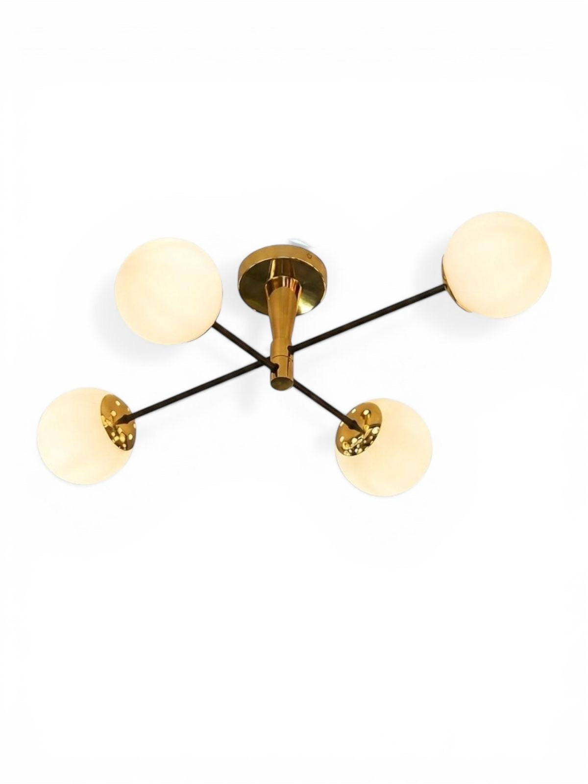 LAMPARA APLIQUE DE TECHO NORDICO 4 ESFERAS DORADO-NEGRO