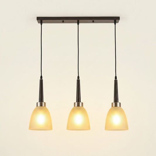 LAMPARA COLGANTE TRIPLE ESTILO CAMPANA DE VIDRIO GIVA
