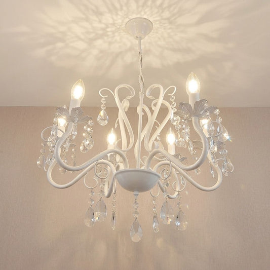 LAMPARA COLGANTE ESTILO CANDELABRO BLANCO 5 LUCES NOELIA