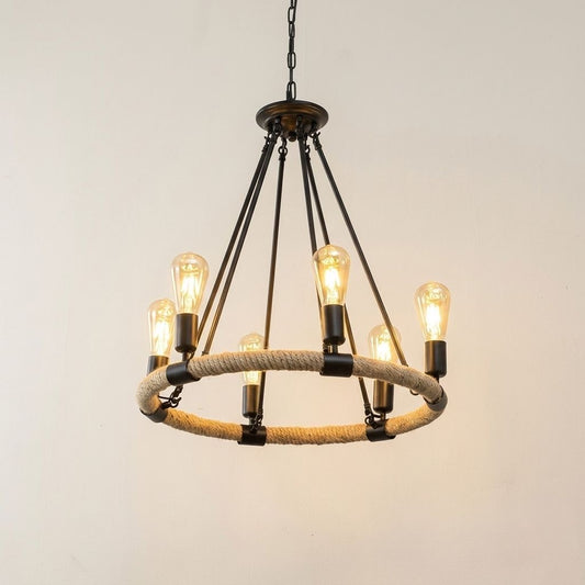LAMPARA COLGANTE RUSTICO DISEÑO CANDELABRO 6 LUCES RUSSI
