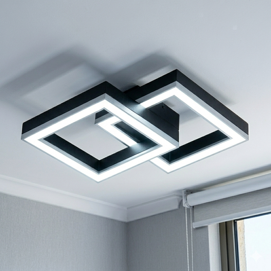 LAMPARA APLIQUE DE TECHO DOBLE CUDRADO LED FRIA CUBIC