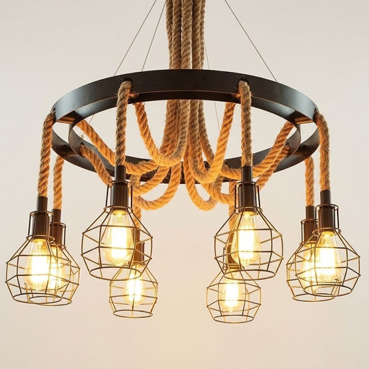 LAMPARA COLGANTE CANDELABRO RUSTICA 8 LUCES