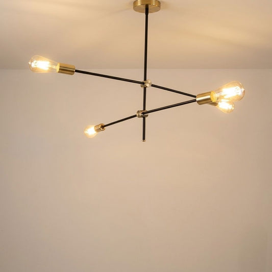 LAMPARA COLGANTE NORDICA 4 LUCES NEGRA-DORADO AULI