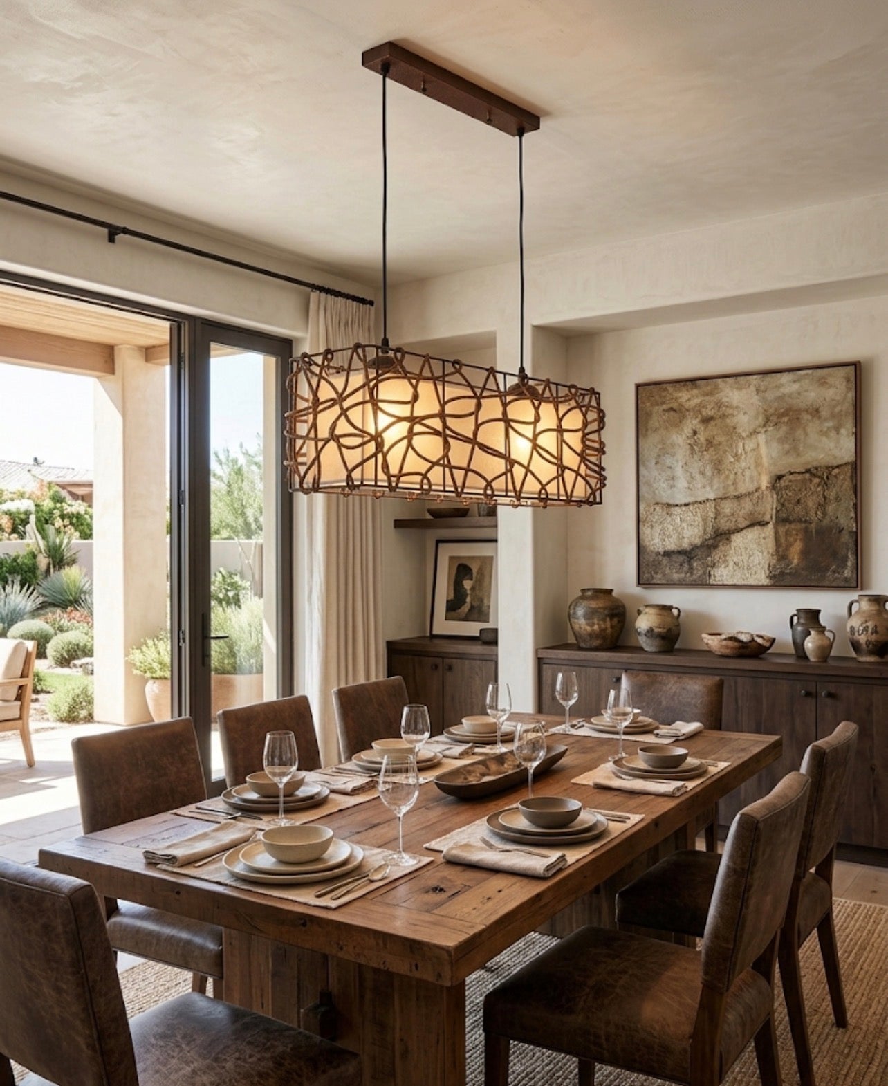 LAMPARA COLGANTE RECTANGULAR RUSTICA ENRREDADERA