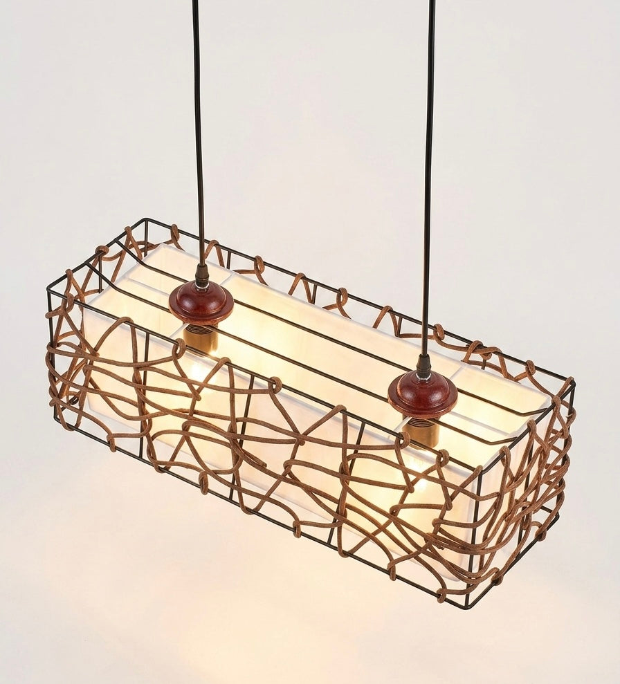 LAMPARA COLGANTE RECTANGULAR RUSTICA ENRREDADERA