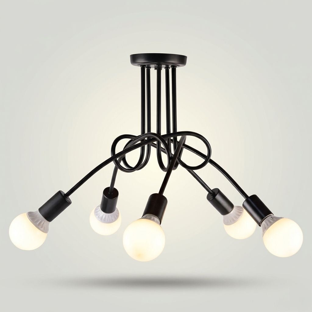 LAMPARA APLIQUE DE TECHO NUDO NEGRO 5 LUCES FAUCY