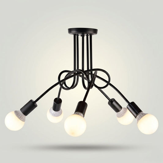LAMPARA APLIQUE DE TECHO NUDO NEGRO 5 LUCES FAUCY