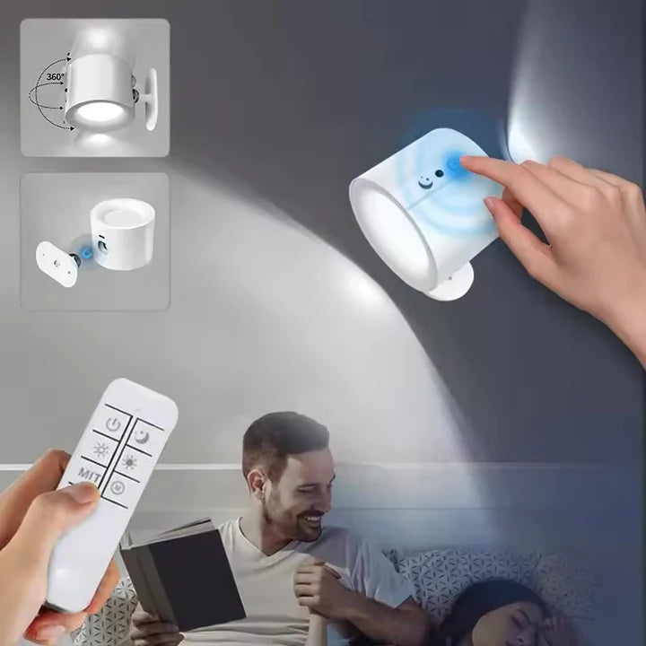 APLIQUE DE MURO INTERIOR LED INALÁMBRICO COLOR BLANCO TRES TONOS DE LUZ