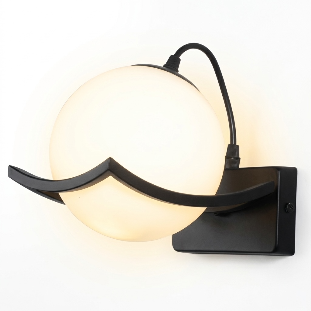 APLIQUE DE MURO INTERIOR NEGRO ESFERA VIDRIO SAUCE