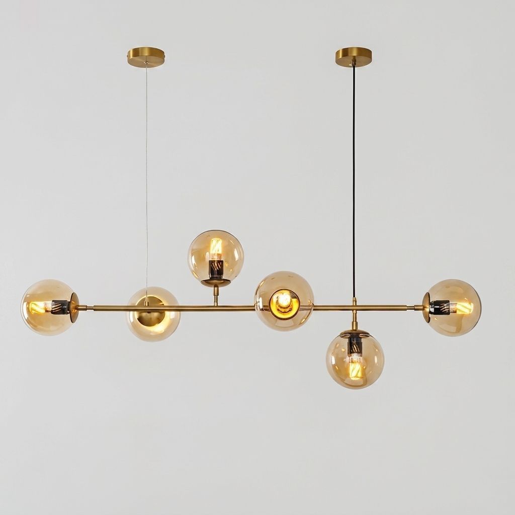 LAMPARA COLGANTE ESTILO NORDICA DORADA 6 ESFERAS PARIS