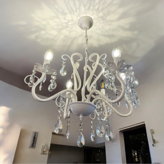 LAMPARA COLGANTE ESTILO CANDELABRO BLANCO 5 LUCES NOELIA