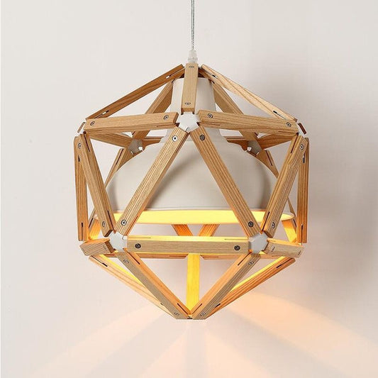LAMPARA COLGANTE GRANDE MODERNA METALICA CON MADERA