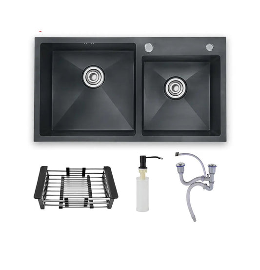 LAVAPLATOS 80X45 NEGRO + ACCESORIOS
