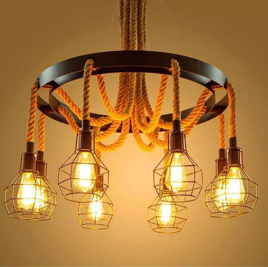LAMPARA COLGANTE CANDELABRO RUSTICA 8 LUCES