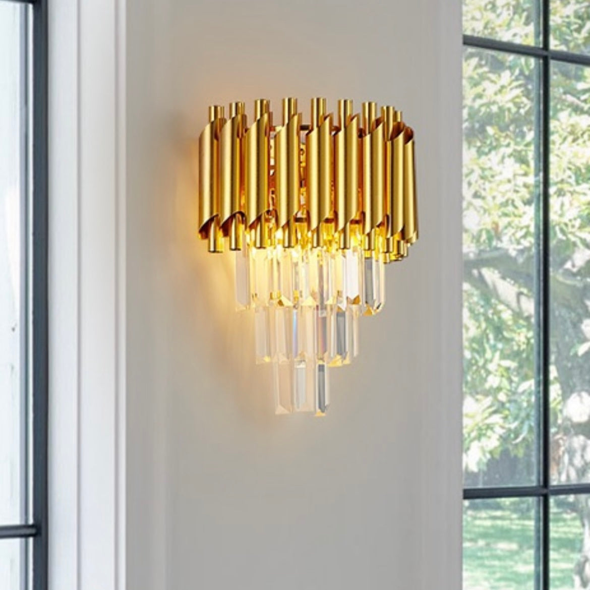 APLIQUE DE MURO INTERIOR CRISTAL DORADO