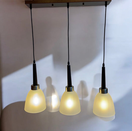 LAMPARA COLGANTE TRIPLE ESTILO CAMPANA DE VIDRIO GIVA