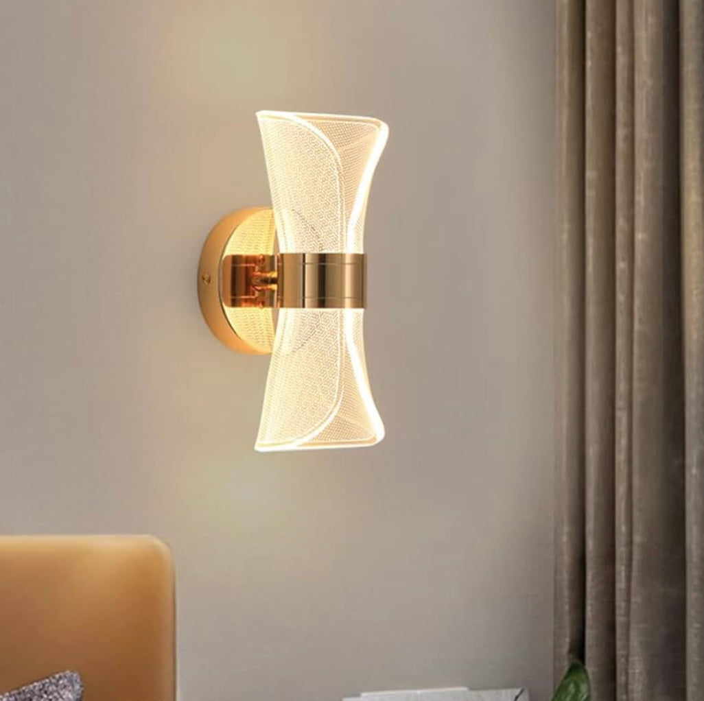 APLIQUE DE MURO INTERIOR LED DE LUJO DORADO TRES TONOS DE LUZ LUANA