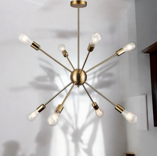 LAMPARA COLGANTE SPUTNICK DORADA 8 LUCES BUDAPEST