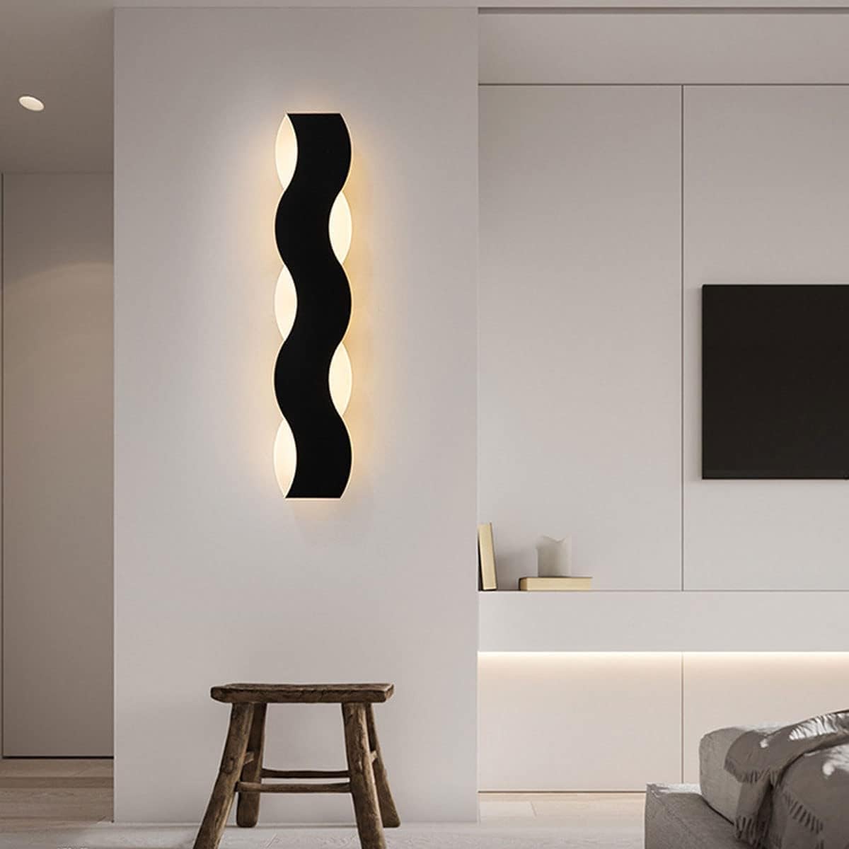 APLIQUE DE MURO INTERIOR NEGRO LED TRES TONOS DE LUZ ONDRA