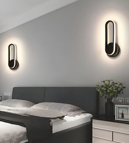 APLIQUE DE MURO INTERIOR OVALADO LED TRES TONOS DE LUZ ANTON