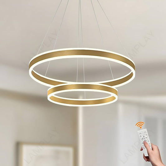 LAMPARA COLGANTE DORADA LED TRES TONOS DE LUZ GARLA