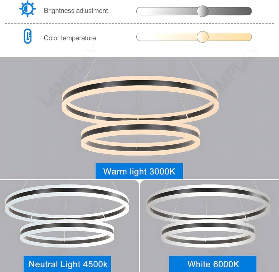 LAMPARA COLGANTE NEGRA LED TRES TONOS DE LUZ  GARLA