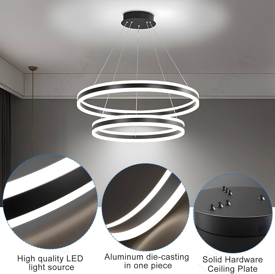 LAMPARA COLGANTE NEGRA LED TRES TONOS DE LUZ  GARLA