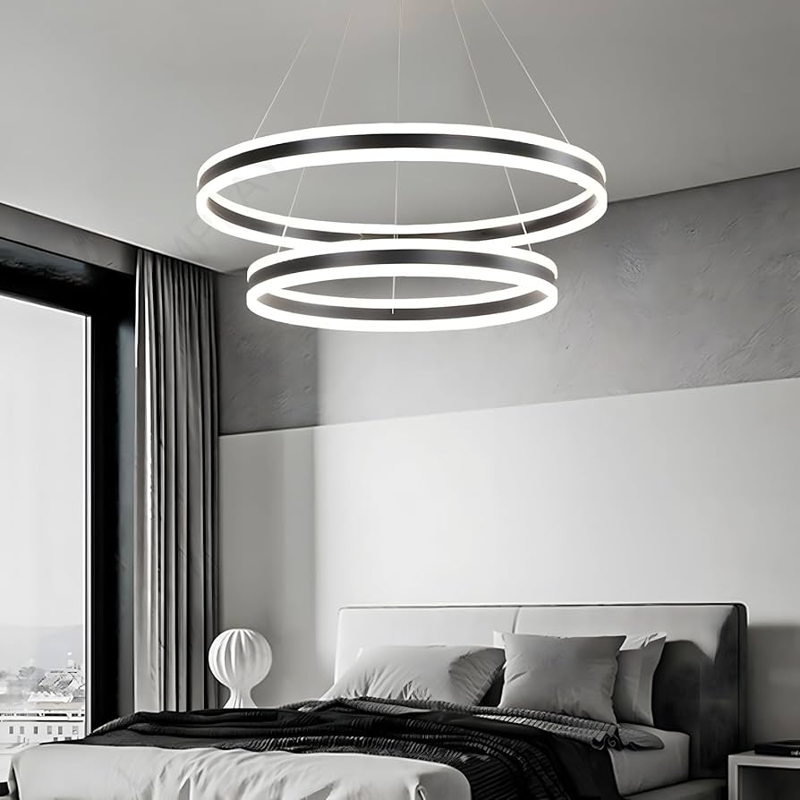 LAMPARA COLGANTE NEGRA LED TRES TONOS DE LUZ  GARLA