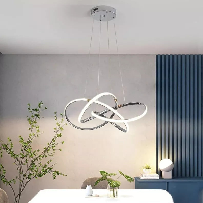 LAMPARA COLGANTE LED PLATEADO TRES NUDOS INFINITI