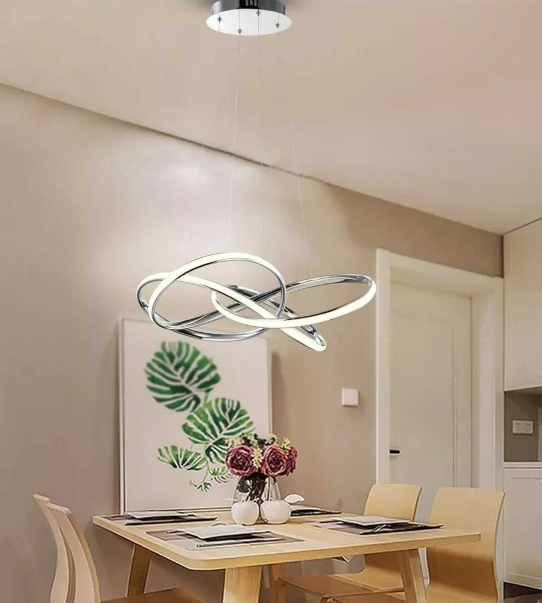 LAMPARA COLGANTE LED PLATEADO TRES NUDOS INFINITI